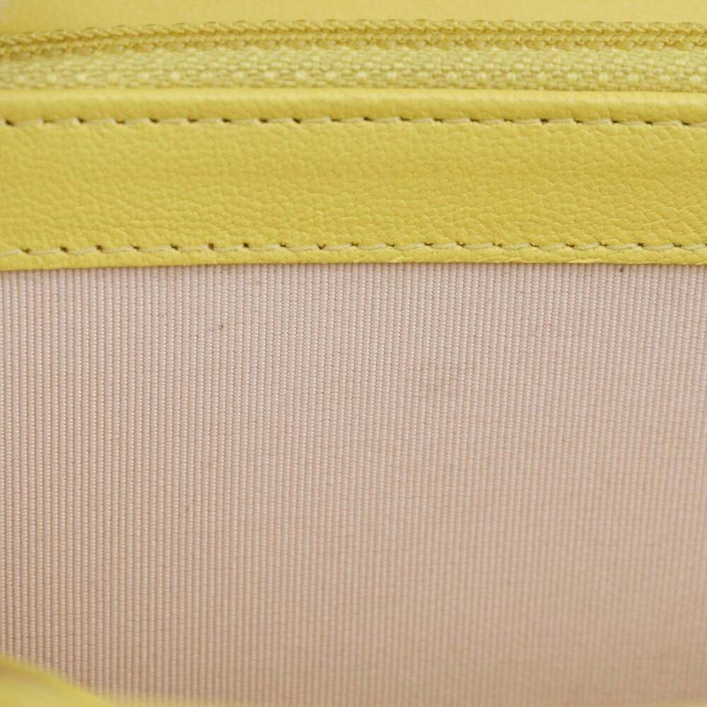 CHANEL Authentic Yellow Lambskin Leather Logo Wallet - Picture 15 of 16